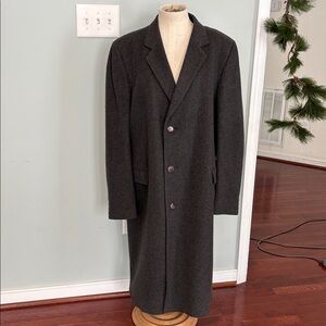 100% cashmere Bloomingdale’s made in England men’s long trench coat jacket L